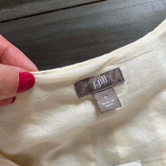 J. Jill Womens Linen Midi Dress Small Ivory Butter Yellow Summer Minimalist - Picture 12 of 13